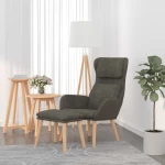 vidaXL Πολυθρόνα Relax Σκούρο Γκρι Βελούδινη με Σκαμπό  Γκρι