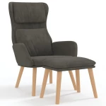 vidaXL Πολυθρόνα Relax Σκούρο Γκρι Βελούδινη με Σκαμπό  Γκρι