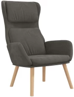 vidaXL Πολυθρόνα Relax Σκούρο Γκρι Βελούδινη με Σκαμπό  Γκρι