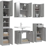 vidaXL Σετ Επίπλων Μπάνιου 5 Τεμαχίων Γκρι Sonoma Επεξεργασμένο Ξύλο N/A Γκρι