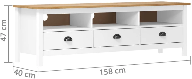 vidaXL Έπιπλο Τηλεόρασης Hill Range Λευκό 158x40x47 εκ. Ξύλο Πεύκου N/A Λευκό
