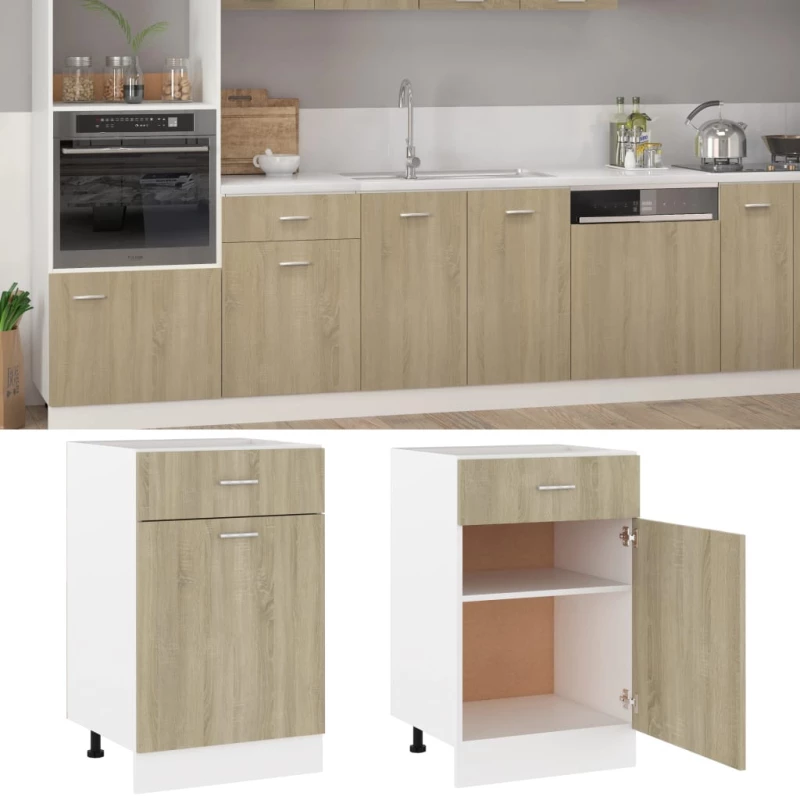 vidaXL Ντουλάπι με Συρτάρι Sonoma Δρυς 50x46x81,5 εκ. Μοριοσανίδα  Καφέ