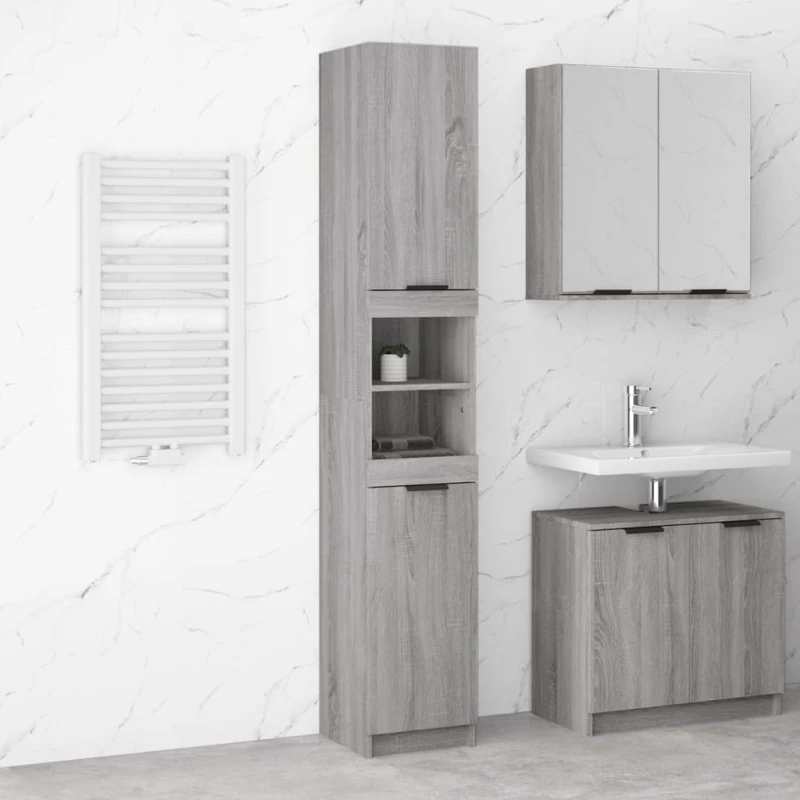 vidaXL Ντουλάπι Μπάνιου Γκρι Sonoma 32x34x188,5 εκ. Επεξεργασμένο Ξύλο N/A Γκρι