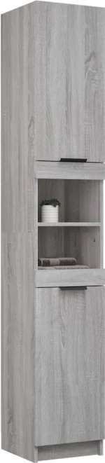 vidaXL Ντουλάπι Μπάνιου Γκρι Sonoma 32x34x188,5 εκ. Επεξεργασμένο Ξύλο N/A Γκρι