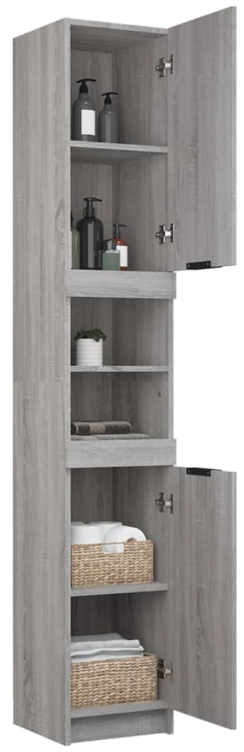 vidaXL Ντουλάπι Μπάνιου Γκρι Sonoma 32x34x188,5 εκ. Επεξεργασμένο Ξύλο N/A Γκρι