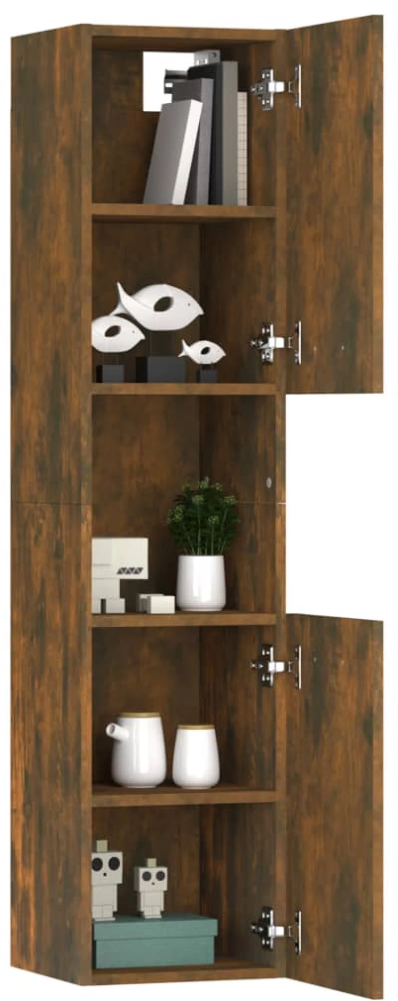 vidaXL Ντουλάπι Μπάνιου Καπνιστή Δρυς 30x30x130 εκ. Επεξεργασμένο Ξύλο N/A Καφέ
