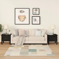 vidaXL Βοηθητικά Τραπέζια 2 τεμ. Μαύρος 40x40x39 εκ. Μασίφ Ξύλο Πεύκου 40 x 40 x 39 cm Μαύρο