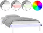 vidaXL Πλαίσιο Κρεβατιού LED Λευκό 75x190 εκ. Ξύλο 2FT6 Small Single 75 x 190 cm Λευκό