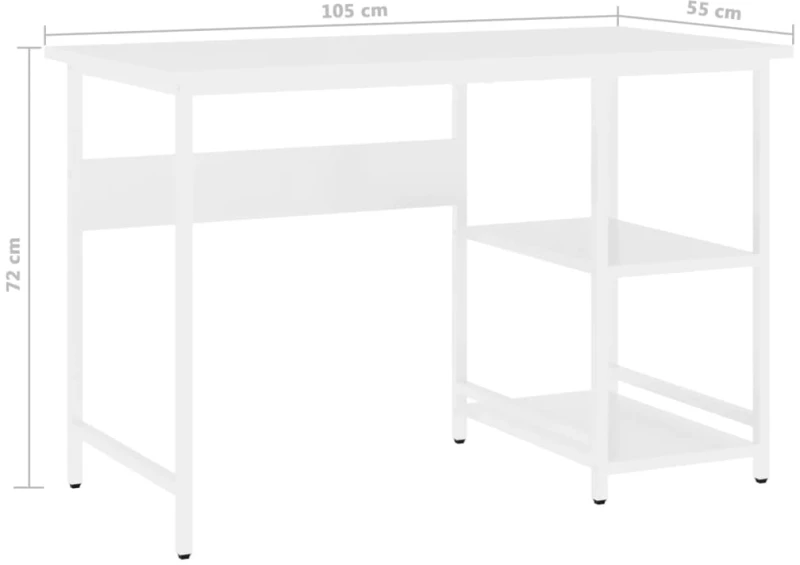 vidaXL Γραφείο Υπολογιστή Λευκό 105 x 55 x 72 εκ. από MDF και Μέταλλο N/A Λευκό