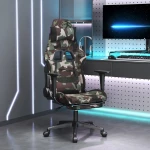 vidaXL Καρέκλα Gaming Παραλλαγή/Μαύρο Ύφασμα με Υποπόδιο  Πράσινο