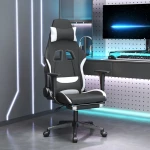 vidaXL Καρέκλα Gaming Μαύρο/Λευκό Ύφασμα με Υποπόδιο  Μαύρο
