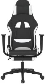 vidaXL Καρέκλα Gaming Μαύρο/Λευκό Ύφασμα με Υποπόδιο  Μαύρο