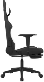 vidaXL Καρέκλα Gaming Μαύρο/Λευκό Ύφασμα με Υποπόδιο  Μαύρο