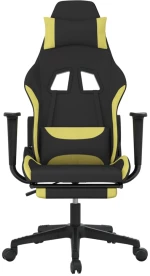 vidaXL Καρέκλα Gaming Μαύρη/Αν. Πράσινο Ύφασμα με Υποπόδιο  Μαύρο
