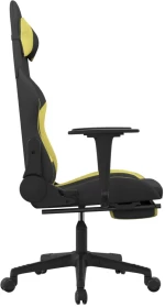 vidaXL Καρέκλα Gaming Μαύρη/Αν. Πράσινο Ύφασμα με Υποπόδιο  Μαύρο