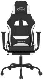 vidaXL Καρέκλα Gaming Μαύρο/Λευκό Ύφασμα με Υποπόδιο  Μαύρο
