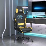 vidaXL Καρέκλα Gaming Μαύρη/Κίτρινο Ύφασμα με Υποπόδιο  Μαύρο