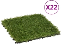 vidaXL Χλοοτάπητας Συνθετικός Πλακάκι 22 τεμ. Πράσινος 30 x 30 εκ. N/A Πράσινο