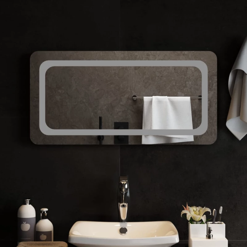 vidaXL Καθρέφτης Μπάνιου με LED 80x40 εκ. 80 x 40 cm Διαφανές