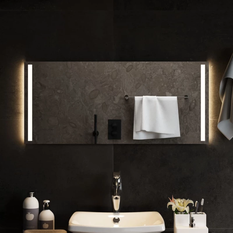 vidaXL Καθρέφτης Μπάνιου με LED 90x40 εκ. 90 x 40 cm Διαφανές