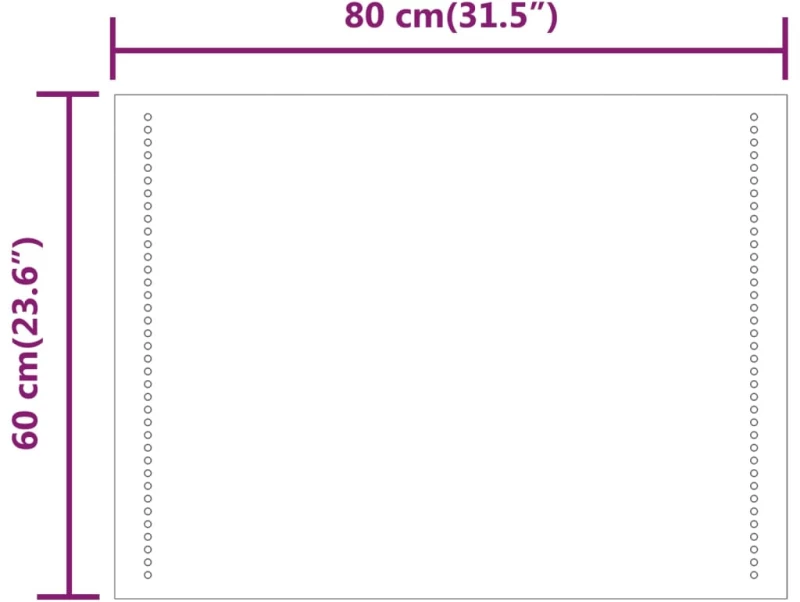 vidaXL Καθρέφτης Μπάνιου με LED 80x60 εκ. 80 x 60 cm Διαφανές