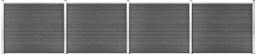 vidaXL Σετ Πάνελ Περίφραξης Μαύρο 699 x 146 εκ. από WPC 699 x 146 cm Μαύρο