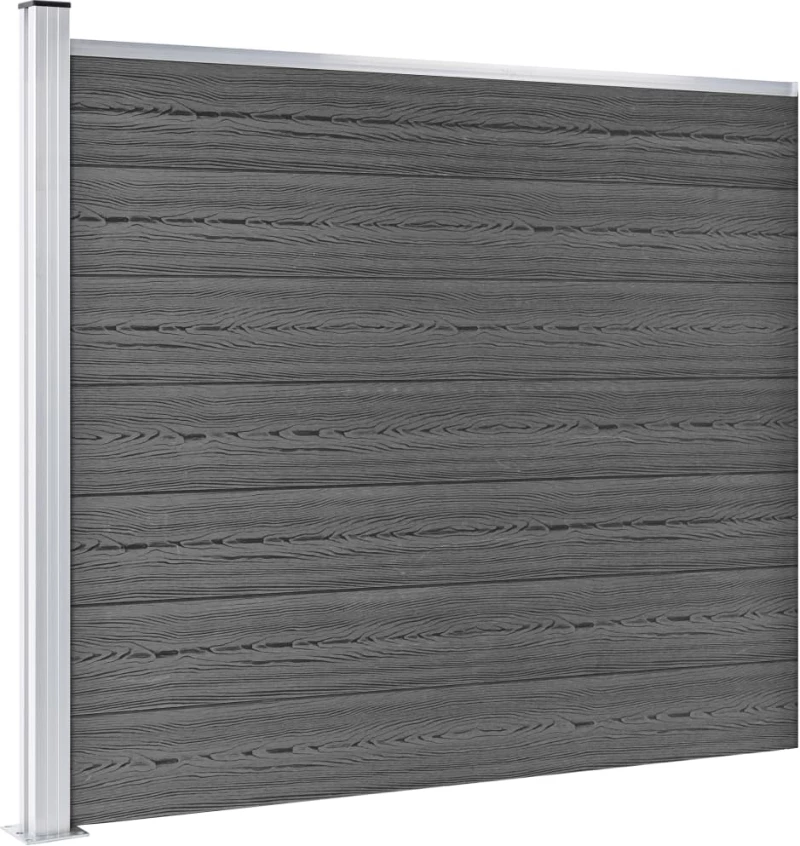 vidaXL Σετ Πάνελ Περίφραξης Μαύρο 699 x 146 εκ. από WPC 699 x 146 cm Μαύρο