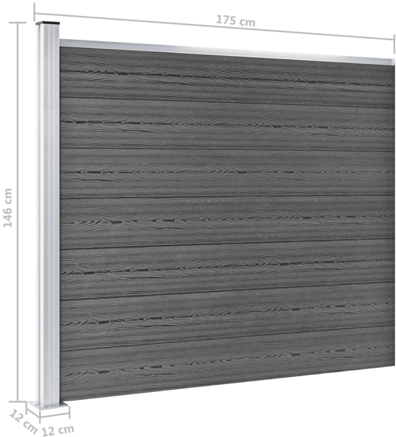 vidaXL Σετ Πάνελ Περίφραξης Μαύρο 699 x 146 εκ. από WPC 699 x 146 cm Μαύρο