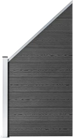 vidaXL Σετ Πάνελ Περίφραξης Μαύρο 1657 x (105-186) εκ. από WPC N/A Μαύρο