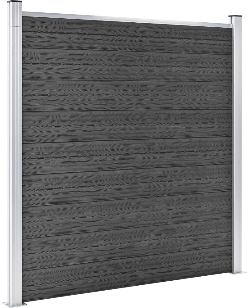 vidaXL Σετ Πάνελ Περίφραξης Μαύρο 1657 x (105-186) εκ. από WPC N/A Μαύρο