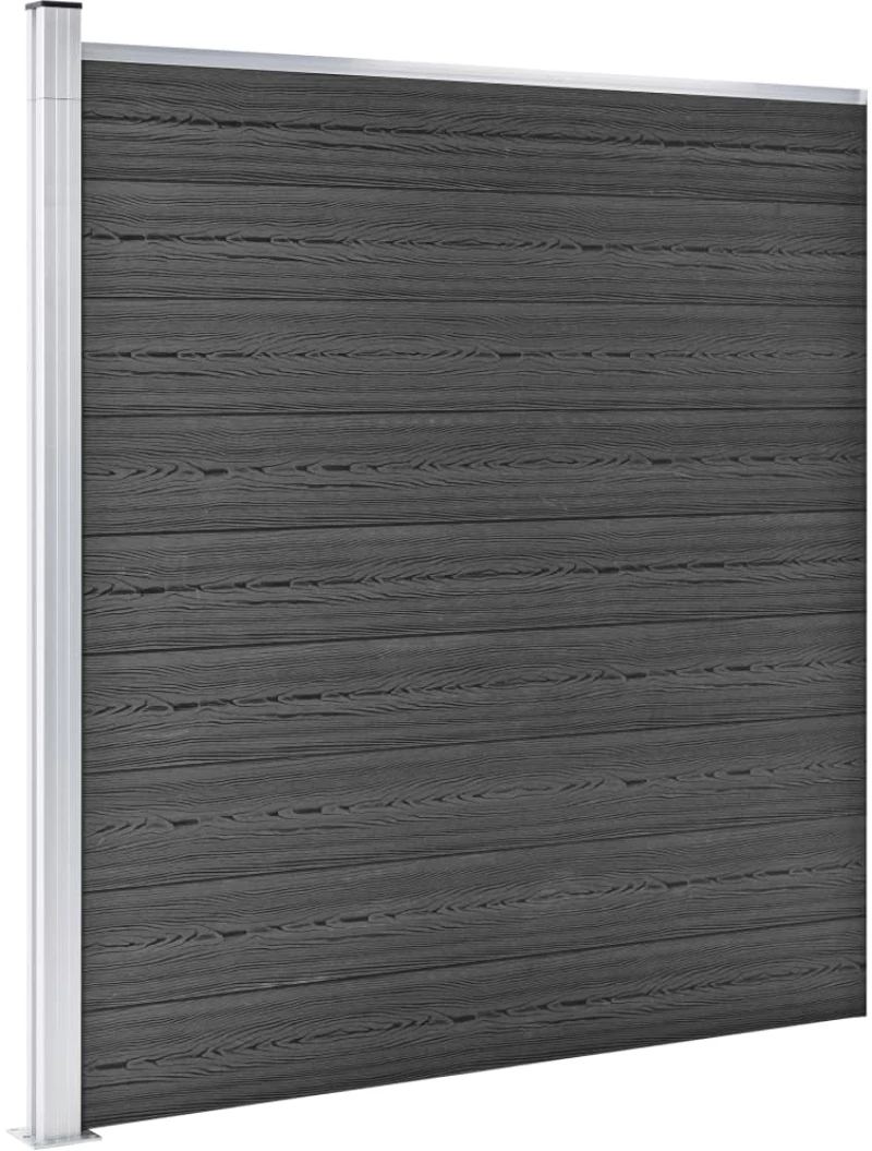 vidaXL Σετ Πάνελ Περίφραξης Μαύρο 1657 x (105-186) εκ. από WPC N/A Μαύρο
