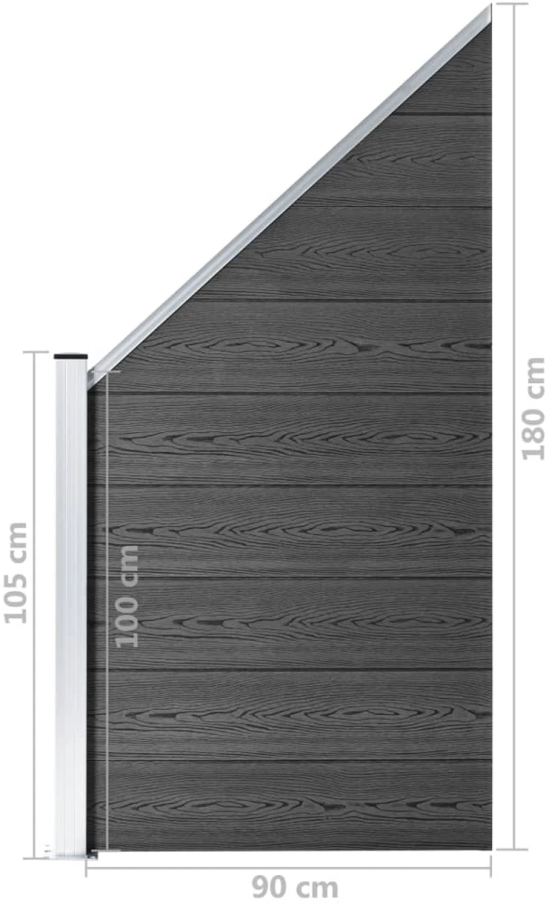 vidaXL Σετ Πάνελ Περίφραξης Μαύρο 1657 x (105-186) εκ. από WPC N/A Μαύρο