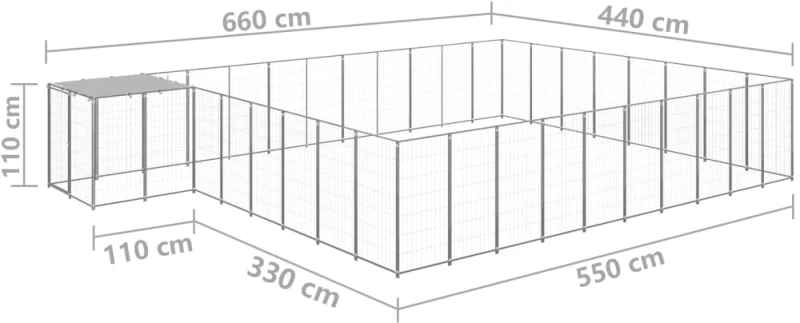 vidaXL Σπιτάκι Σκύλου Ασημί 25,41 μ² Ατσάλινο 25.41 m² Ασήμι