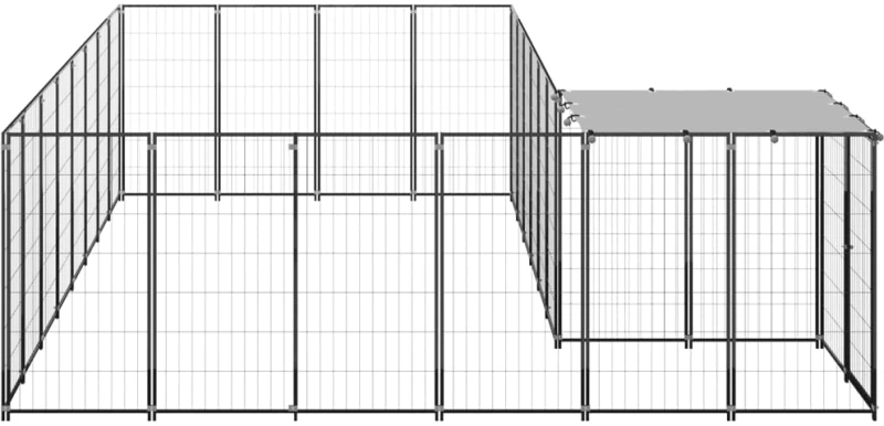 vidaXL Σπιτάκι Σκύλου Μαύρο 10,89 μ² Ατσάλινο 10.89 m² Μαύρο