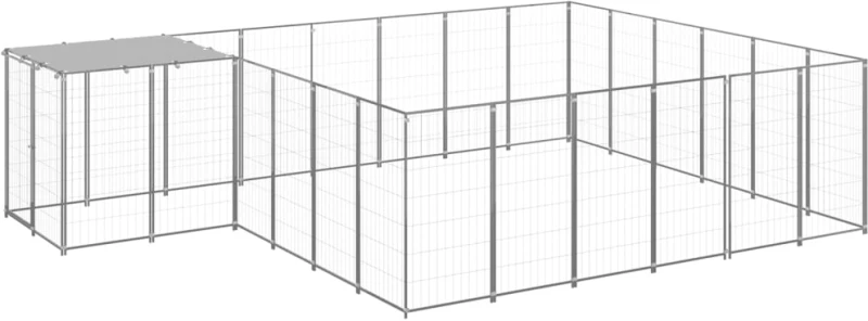 vidaXL Σπιτάκι Σκύλου Ασημί 12,1 μ² Ατσάλινο 12.1 m² Ασήμι