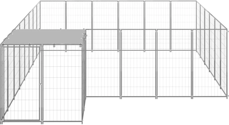 vidaXL Σπιτάκι Σκύλου Ασημί 12,1 μ² Ατσάλινο 12.1 m² Ασήμι