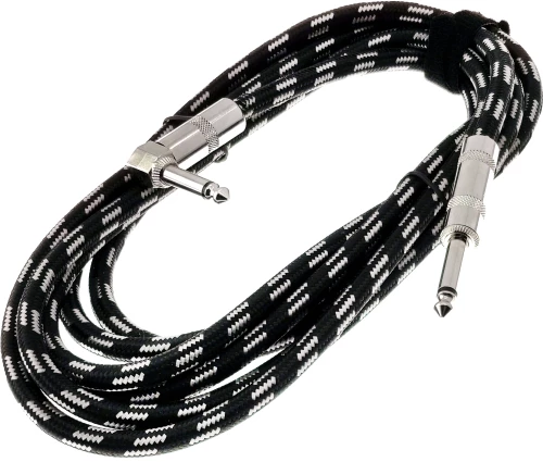 Plugger Braided Instrument Cable, Angled Jack - 3m