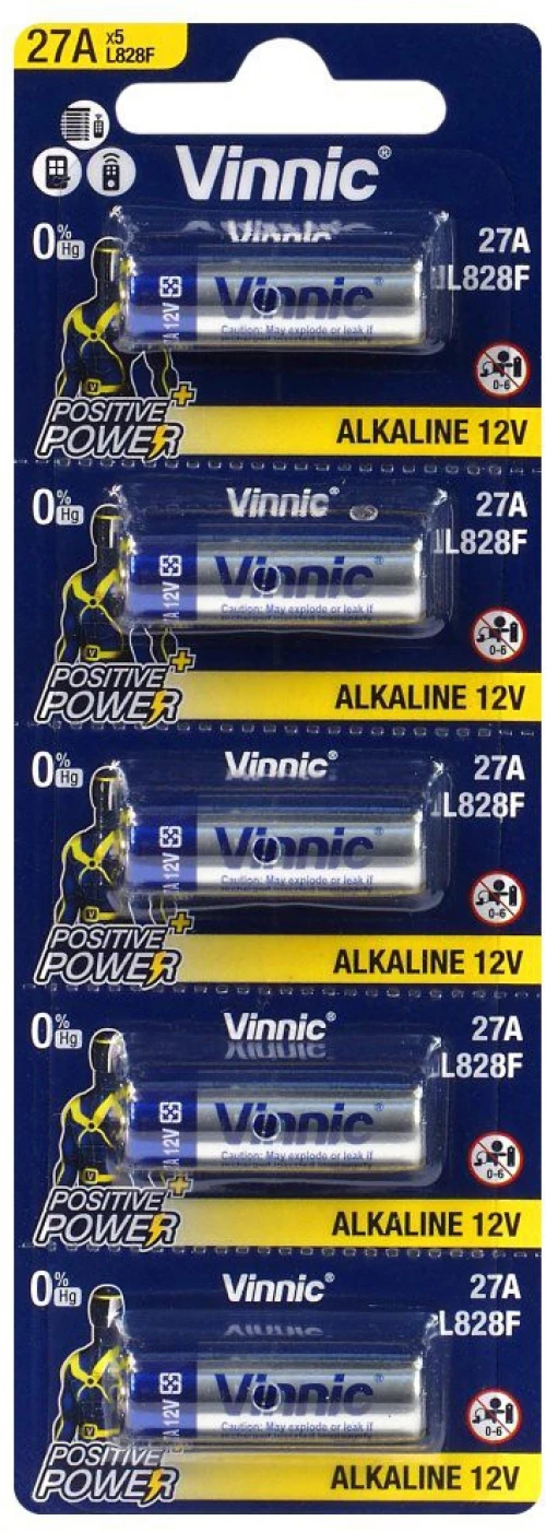 Μπαταρία Αλκαλική Vinnic L828F size A27/27A/CA22/EL812/EL812/G27A/GP27A/L828/MN27 12V Τεμ. 5