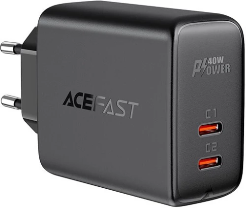 Φορτιστής Ταξιδίου Acefast A9 Fast Charging 02χUSB-C QC3.0 / QC2.0 PD40W Μαύρος