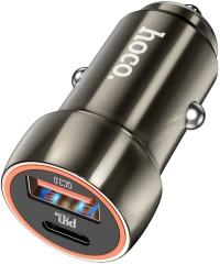 Φορτιστής Αυτοκινήτου Hoco Z46A Blue Whale USB-C PD20W σε USB 18W QC3.0 5V/3A Γκρι