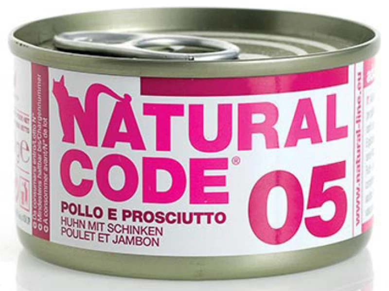 Υγρή Τροφή - Κονσέρβα Γάτας Natural Code 05 Adult Chicken and Ham 24x 85gr