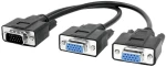 POWERTECH splitter VGA 15pin HD Male σε 2x Female, 0.2m, μαύρο