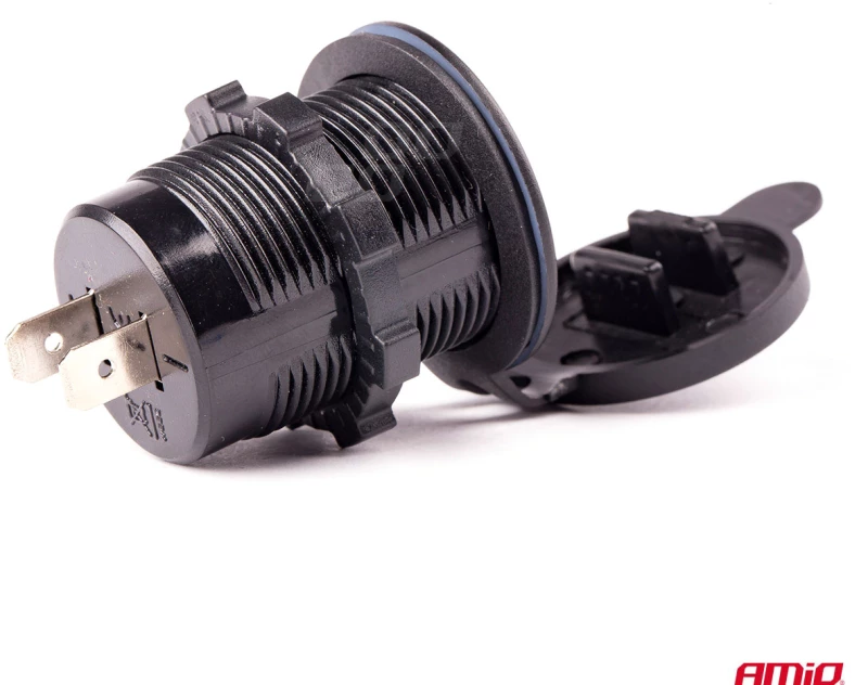 AMIO ΠΡΙΖΑ ΜΕ 2 ΘΥΡΕΣ USB 12/24V 3.0A Φ37mmX51mm QUICK CHARGE MOD-05 02855/AM