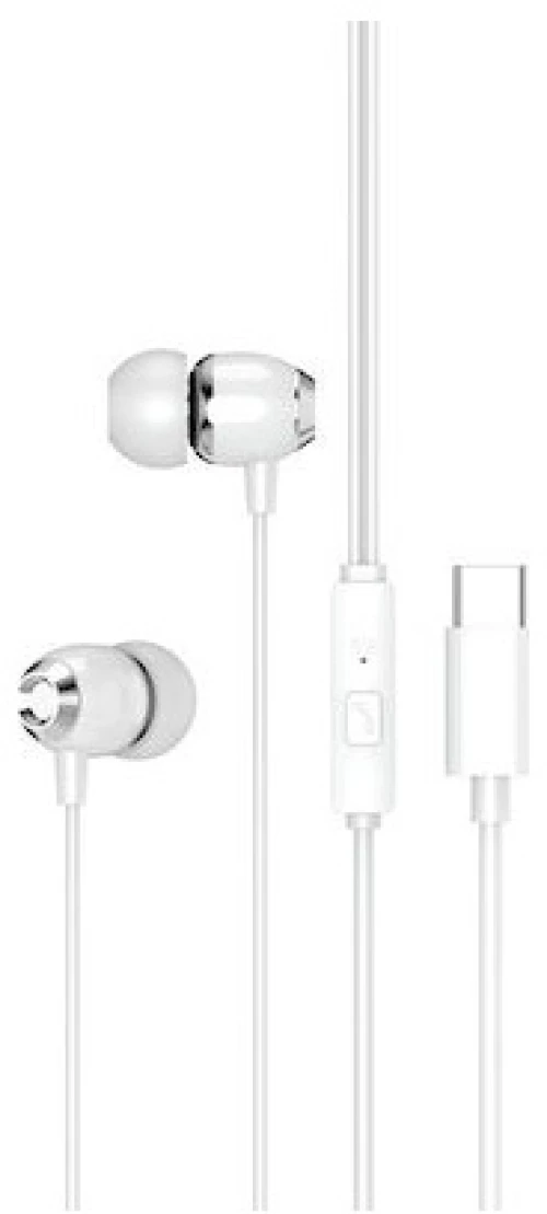 XO EP25 In-ear Handsfree με Βύσμα USB-C Λευκό