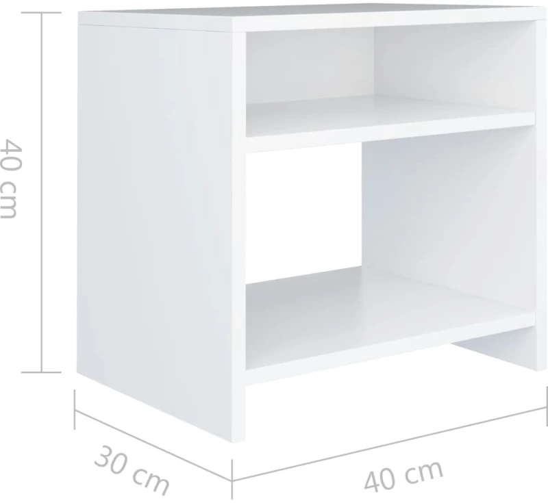 vidaXL Κομοδίνο Λευκό 40 x 30 x 40 εκ. από Μοριοσανίδα N/A Λευκό