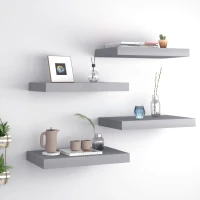 vidaXL Ράφια Τοίχου 4 τεμ. Γκρι 40 x 23 x 3,8 εκ. MDF 40 x 23 x 3.8 cm Γκρι
