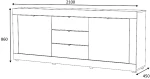 Μπουφές μελαμίνης Ocean Megapap χρώμα λευκό 210x45x86εκ.