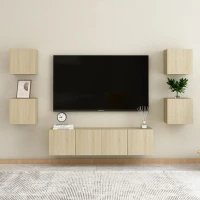 vidaXL Έπιπλα Τηλεόρασης Σετ 6 Τεμαχίων Sonoma Δρυς από Μοριοσανίδα 60 x 30 x 30 cm (2 pcs) Καφέ