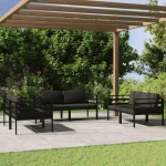 vidaXL Σαλόνι Κήπου 6 Τεμαχίων Ανθρακί Αλουμινίου με Μαξιλάρια N/A Ανθρακί