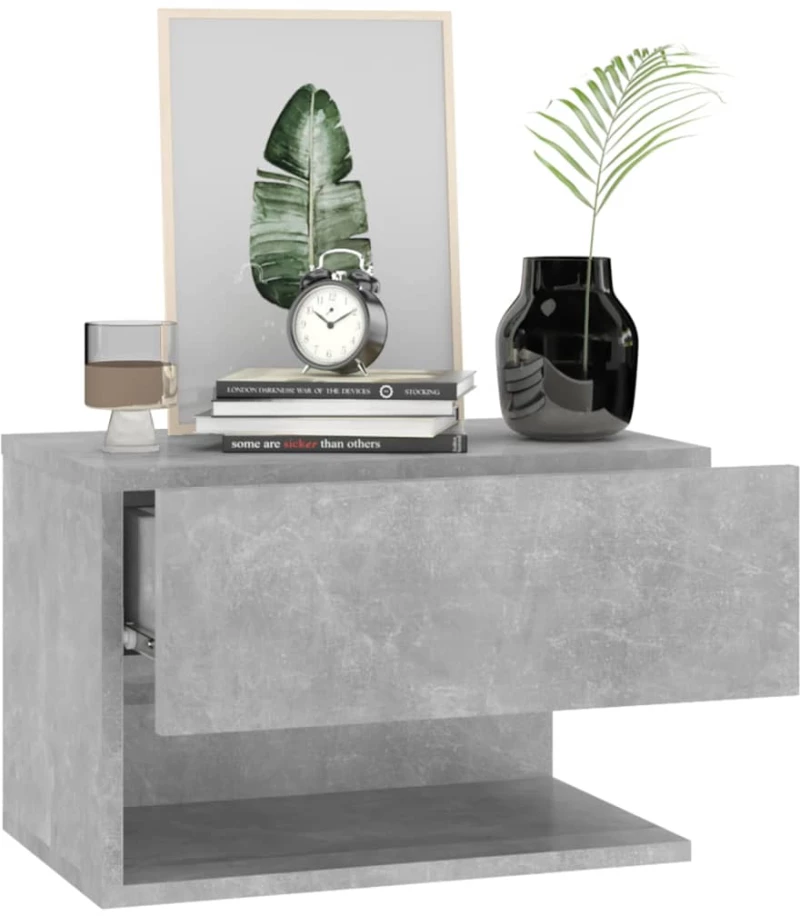 vidaXL Κομοδίνο Επιτοίχιο Γκρι Σκυροδέματος N/A Γκρι